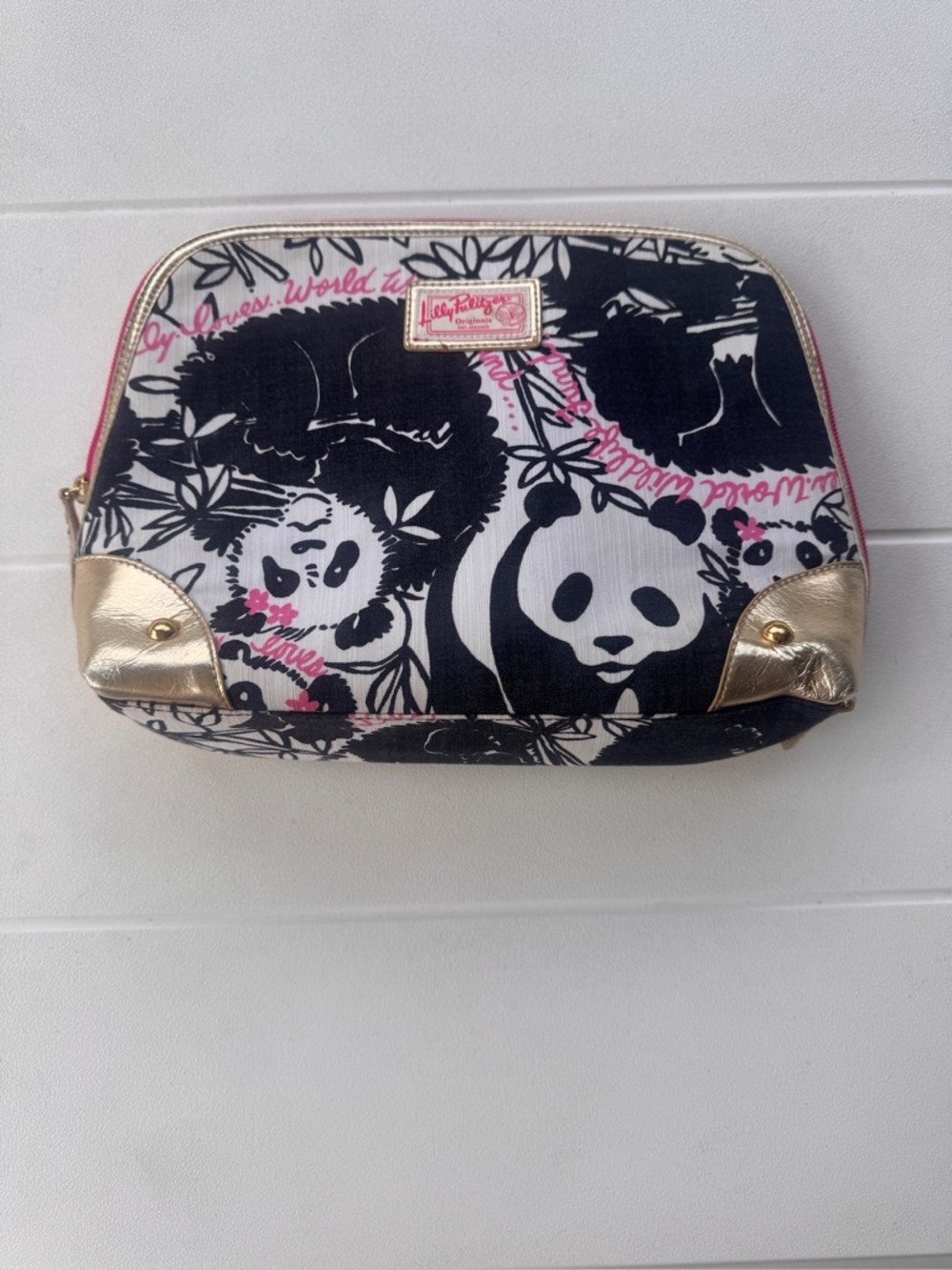 Lilly Pulitzer Originals Pandamonium Pink Toiletry Bag 12x9x3 Panda Limited